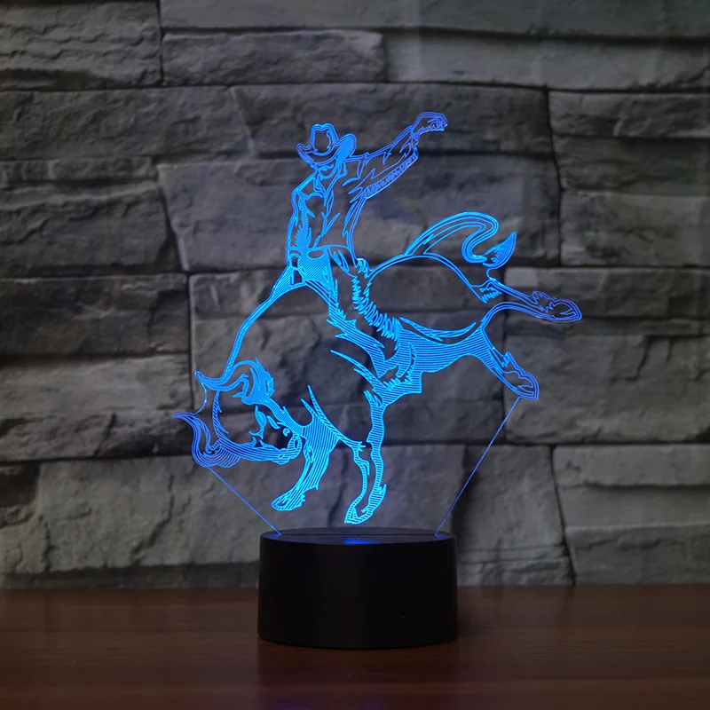 Клоун ковбой цветной светильник 3d Визуальный светодиодный ночник s для детей