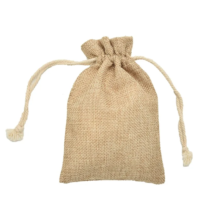 

1Pc Handmade Burlap Jute Drawstring Bags for Christmas Gift Candy Storage Wedding Gift Bags 10x15cm