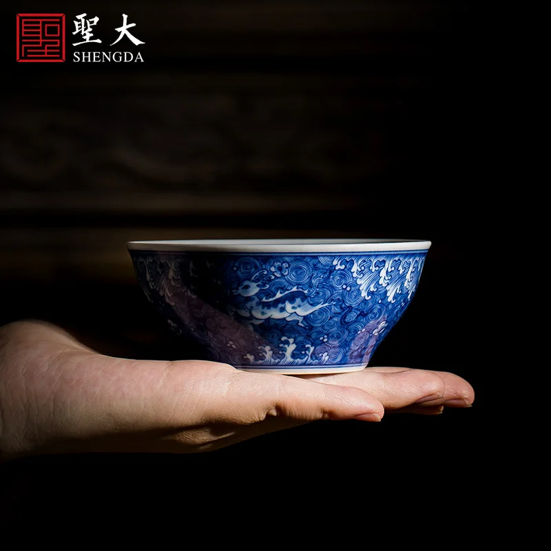 

Clearance rule kung fu tea sample tea cup drawing out blue light all hand of jingdezhen tea service master