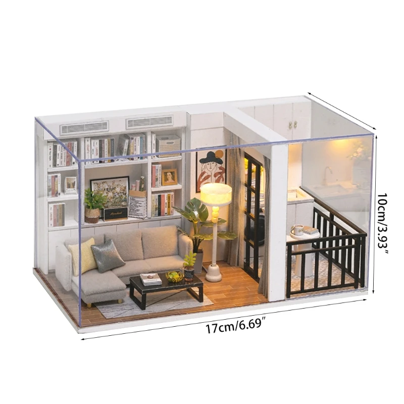 

Dollhouse Miniature, DIY Wooden Dollhouse Kit Plus Dust Proof , 1:25 Tiny House Building Kit(Vitality Life)