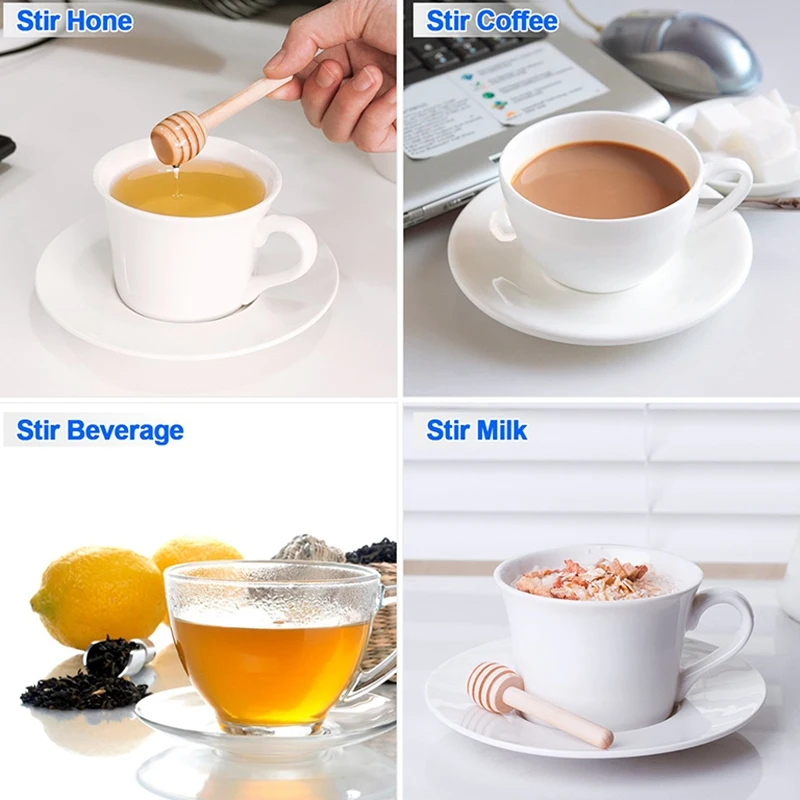 150 Pack 3 Inch Mini Wood Honey Dipper Sticks Individually Wrapped Server for Jar Dispense Drizzle | Дом и сад
