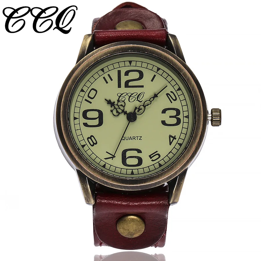 

Men's Wristwatch Clock Vintage Men Wrist Watch Geneva Brown Real Cowhide Strap Copper Dial Digital Ladies Quartz Watch For Women