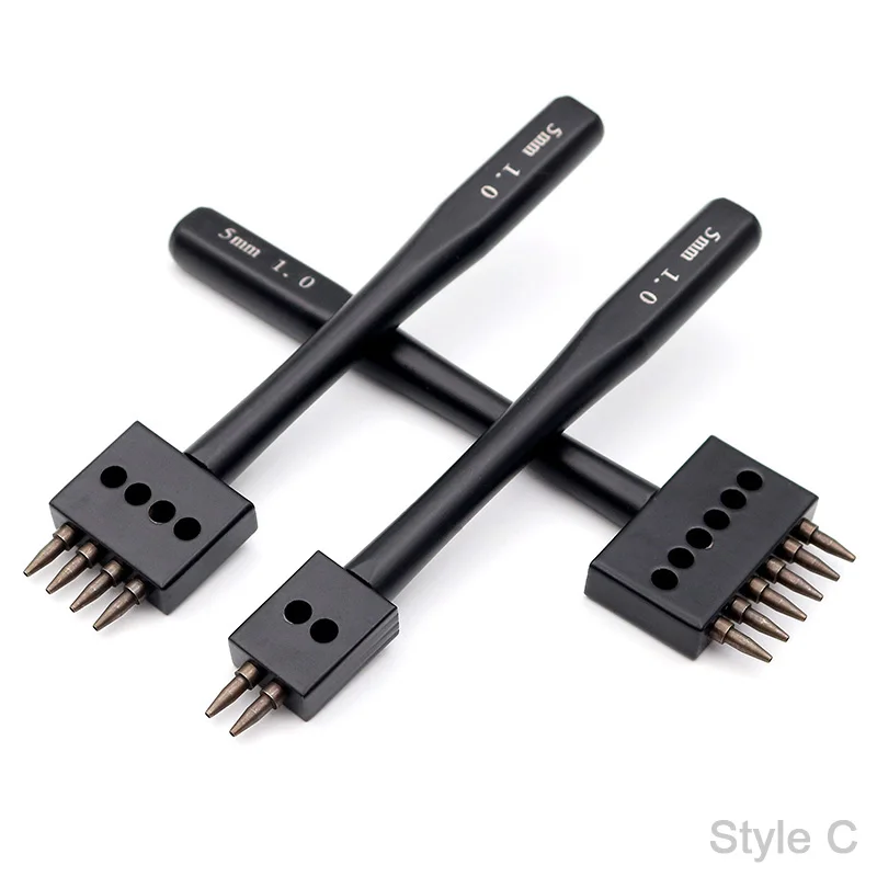 Долото для кожи Leathercraft под давлением Сталь укалывание Утюг острые для кожи; Перфорированная обувь инструмент Наборы, 1 мм круглое отверстие 4 мм/5 мм/6 мм расстояние