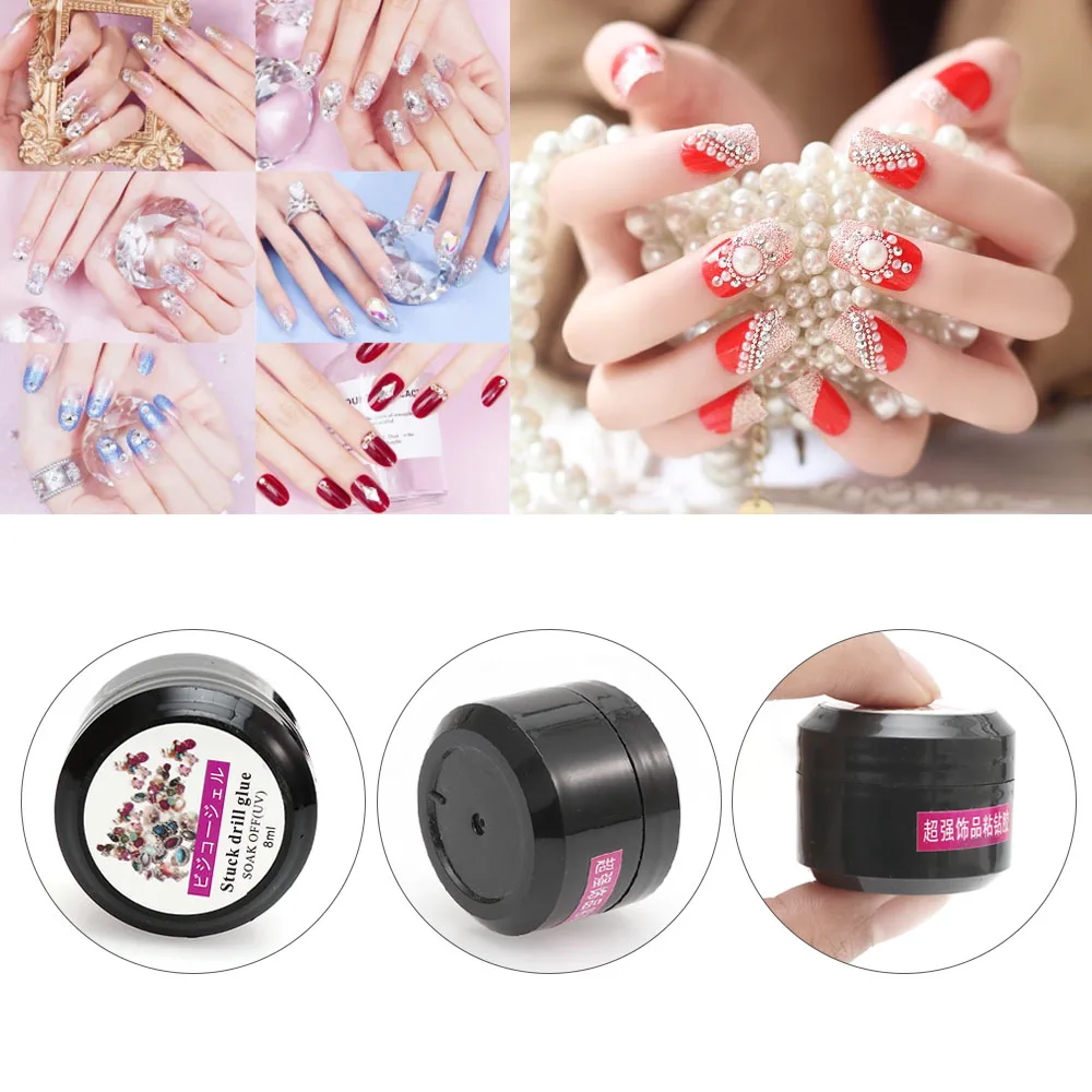 8 мл/уп. ногтей Стразы клей супер липкий УФ-гель для Клей ногтевое искусство