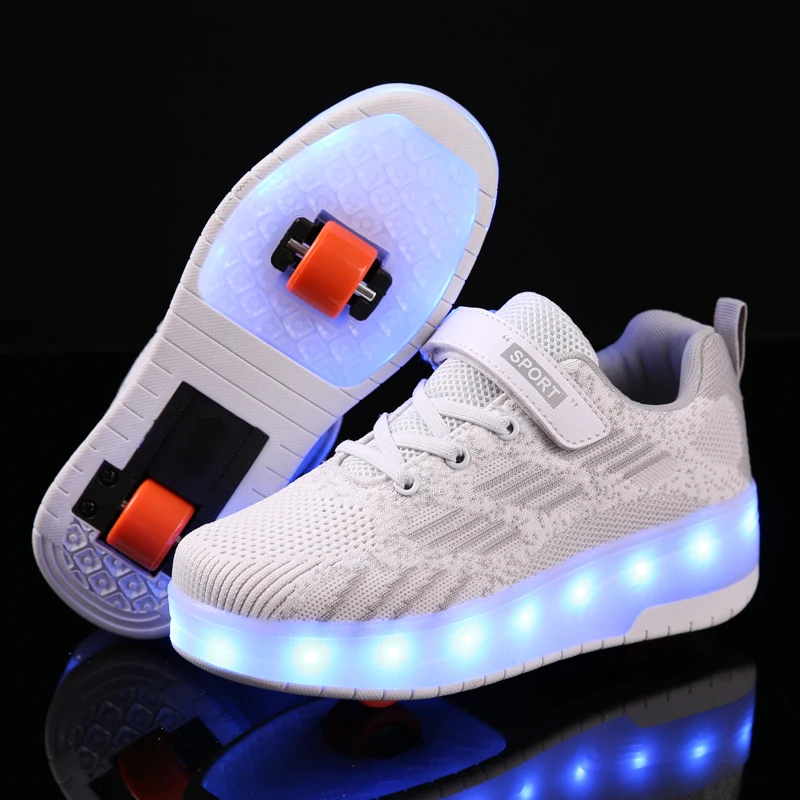 

Kids LED Usb Charging Sports Roller Shoes Glowing Light Up Luminous Sneakers with Wheels Kids Rollers Skate Shoes for Boy Girls