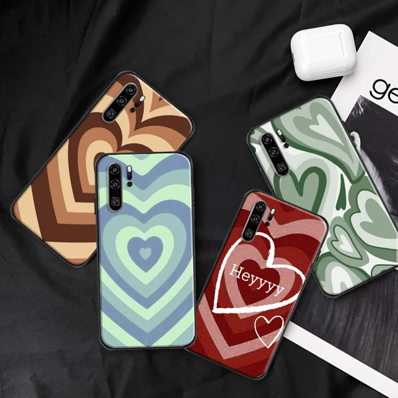 

Heart Circle Phone Case For Huawei P20 P30 P40 Pro Plus Silicon Back Cover For Huawei P40 P30 P20 Lite coque bumper Funda Shell