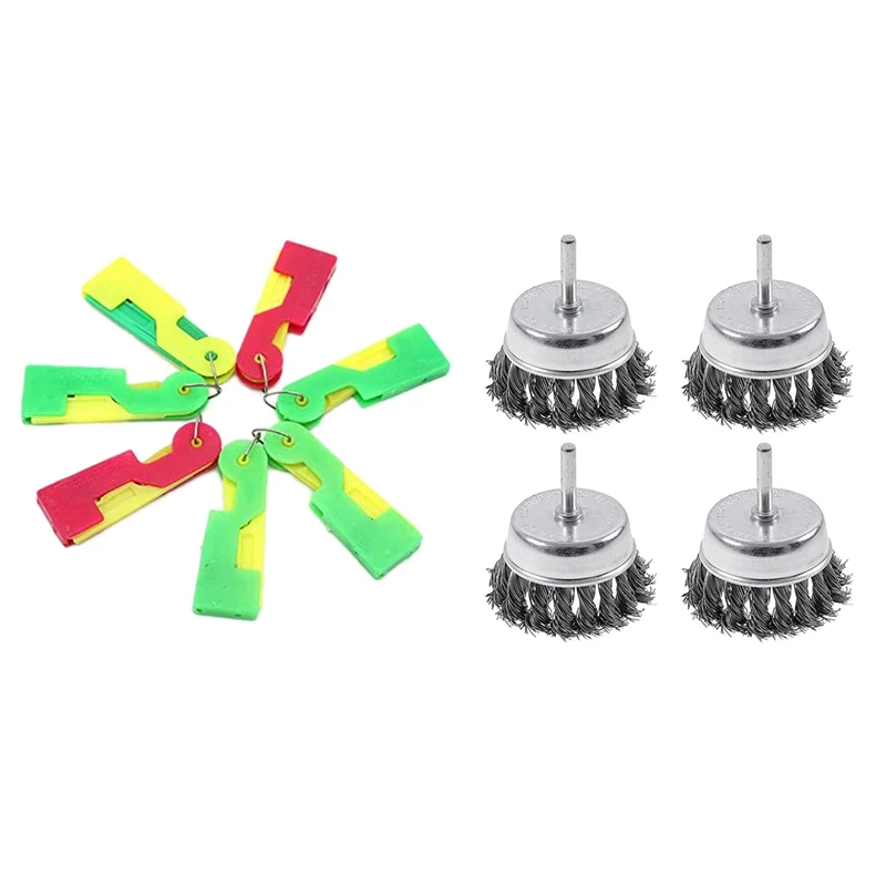 

Автоматическое устройство для нарезки резьбы, 5 шт., 4 упаковки, щетка с узлом в виде проволочной чашки с круглым хвостовиком 1/4 дюйма, набор ф...