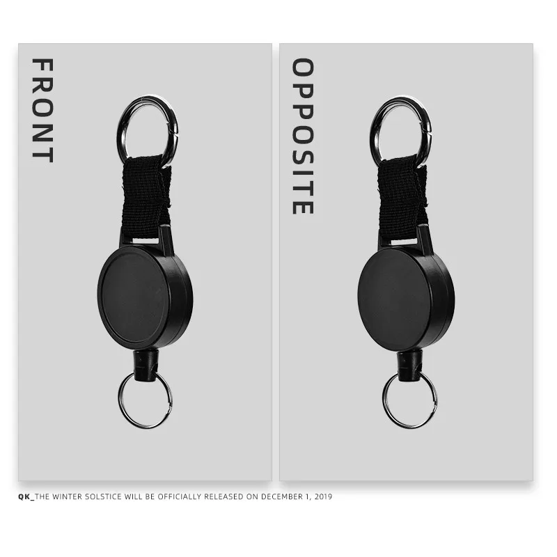 Телескопический брелок для ключей QOONG тактический походный с тросом 80 см