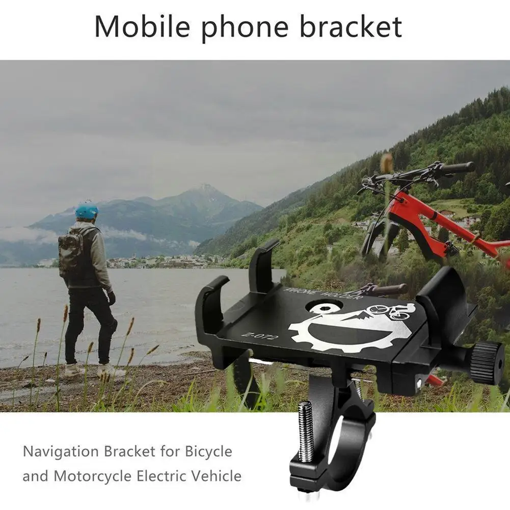 

Bicycle Aluminum Alloy Mobile Phone Holder Electric Navigation Phone Mobile Car Bike Bracket Fixed Motorcycle Car Accessori Q4a2