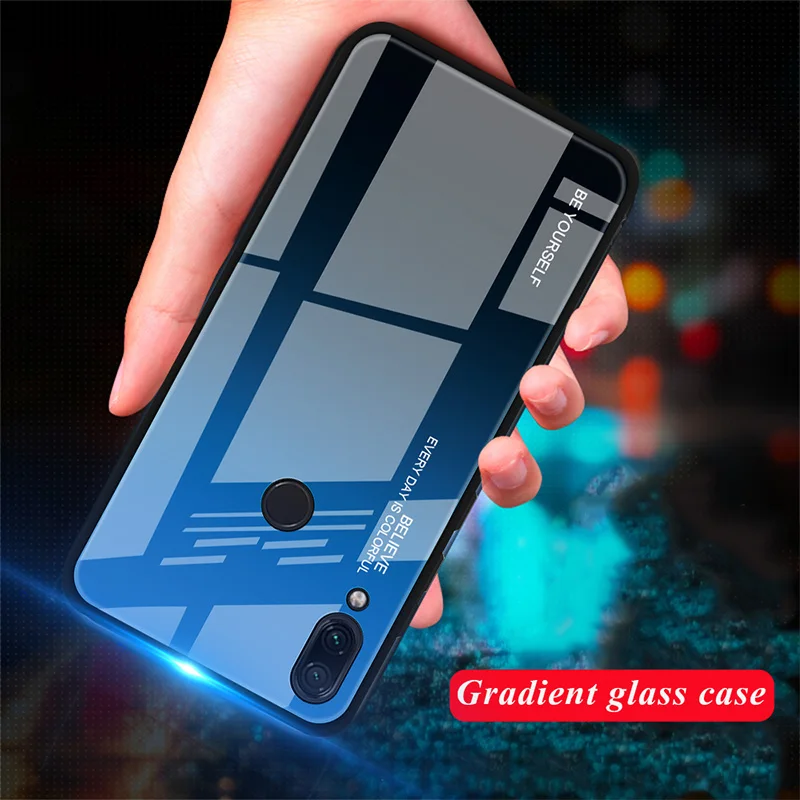 Чехол из закаленного стекла для Xiaomi Redmi Note 7 6 K20 Pro Цветной глянцевый чехол с
