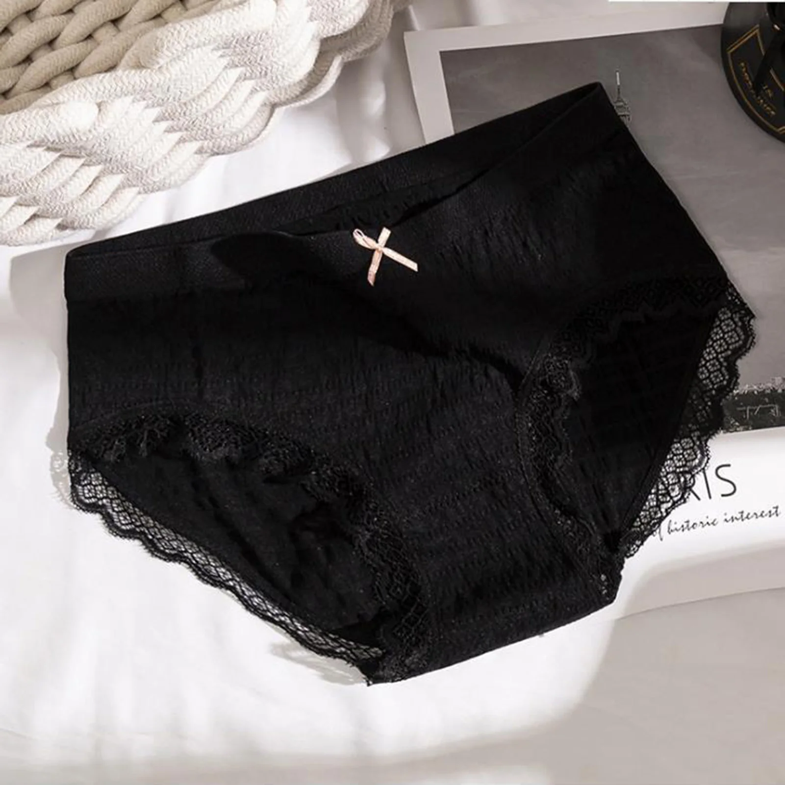 

Women Ladies Mid-Rise Cotton Bubble Briefs Oversized Bow Sexys Lace Cotton Panties NYZ Shop