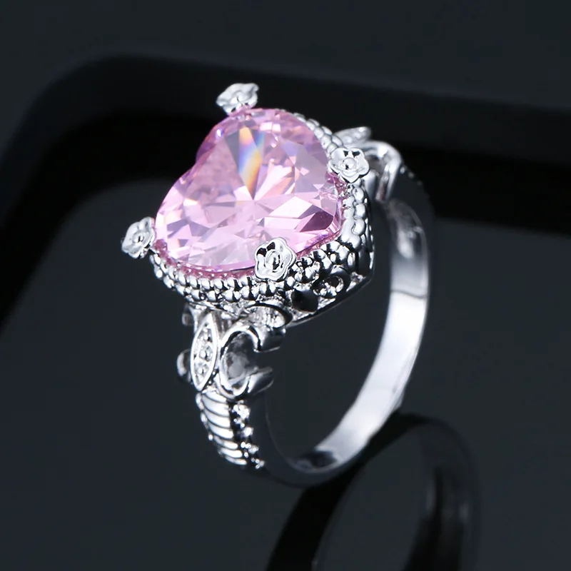 

DJ134 Street Snap-Style Creative Delicacy Heart Zircon Copper Rings Gift Party Banquet WOMEN'S Jewelry Ring