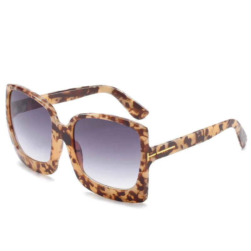 Leopard Higodoy, модные, негабаритные, женские солнцезащитные очки, брендовые, дизайнерские, пластиковые, женские, большая оправа, градиентные, солнцезащитные очки, UV400, gafas de sol mujer - Цвет линз: Leopard