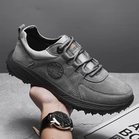 new arrival leather hiking shoes wear resistant outdoor sport men shoes lace up mens climbing trekking hunting walking sneakers