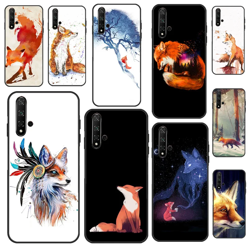 Чехол с акварельным рисунком лисы для Huawei P50 P40 P20 P30 Pro Mate 20 Lite Nova 5T P Smart 2019 Honor 50 10i 8X 9X