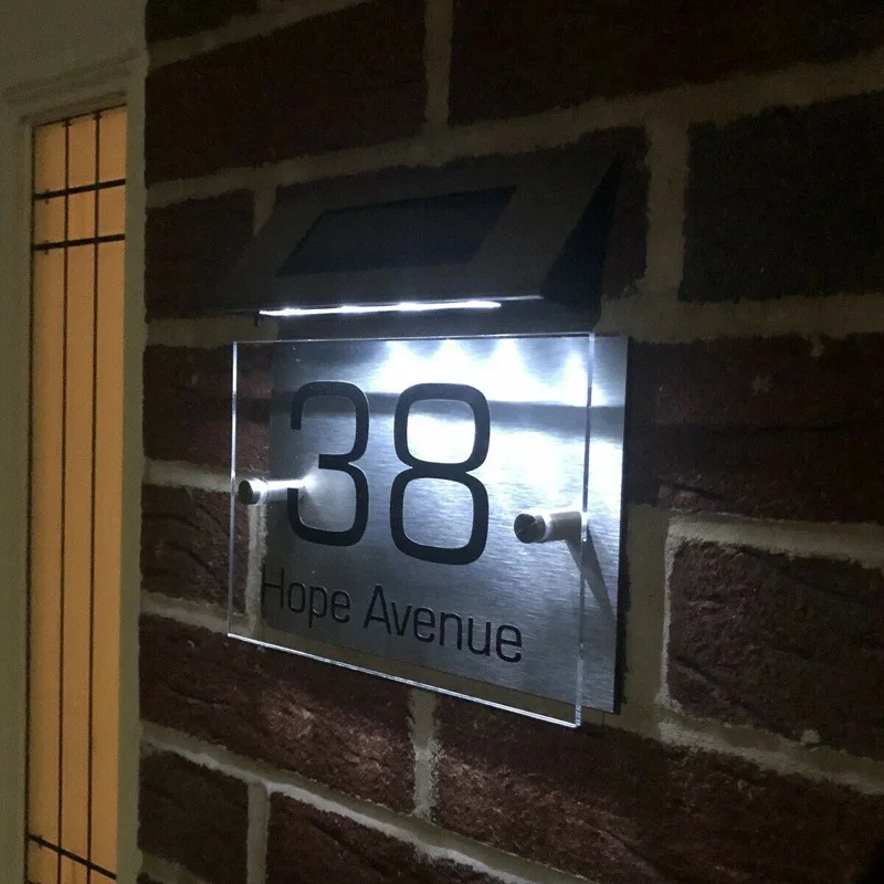 Modern Solar Light LED House Signs Plaques number Apartment Door Sign Numbers 1 - 9999 street Name | Обустройство дома