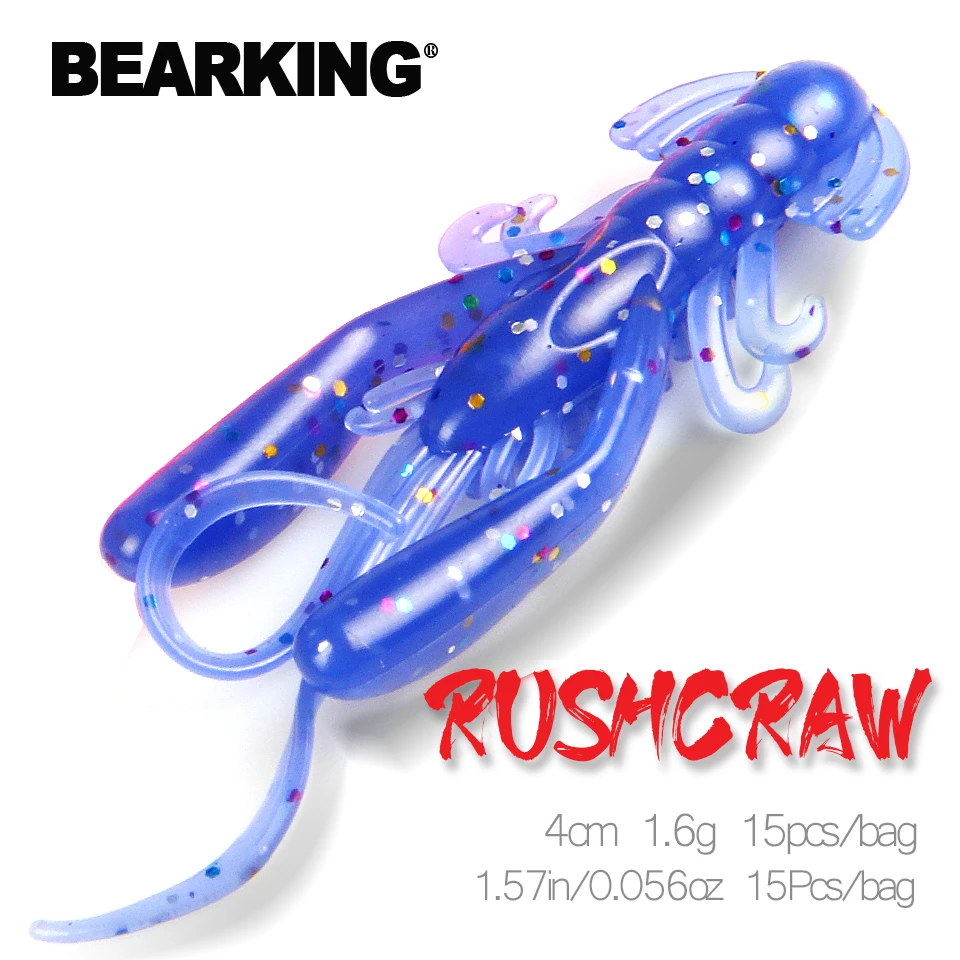 BEARKING 4 см 1,6g 15 шт./пакет приманки для ловли рыбы, Мягкая приманка искусственная приманка для креветок Хищник снасти Джеркбейт для щука и бас-гитара