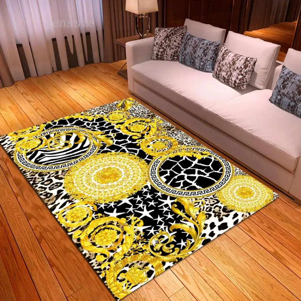 

Fashion Luxury Leopard Pattern Chain Carpet On The Floor 3D Animal Printed Big Carpet Living Room Soft Bathroom Mat Anti-slip