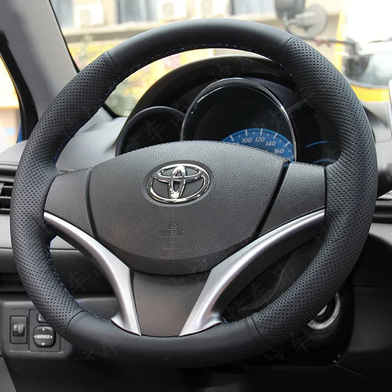 

DIY Hand-Stitched Suede Leather Car Steering Wheel Cover for Toyota Vios FS Yarisl Corolla Interior Auto Accessories