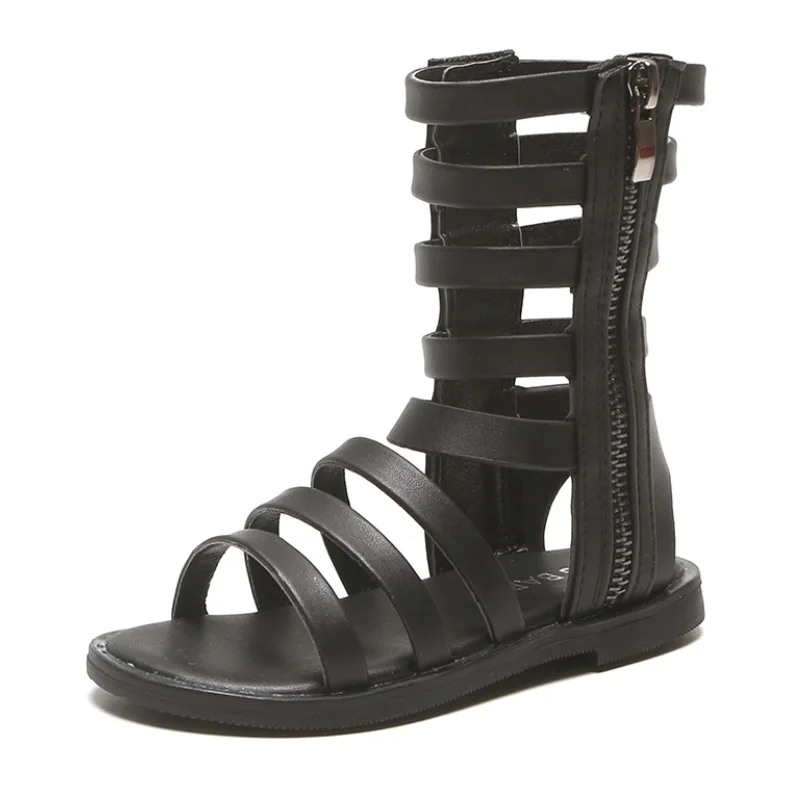 Летние модные римские детские сандалии с высоким верхом гладиаторы для девочек