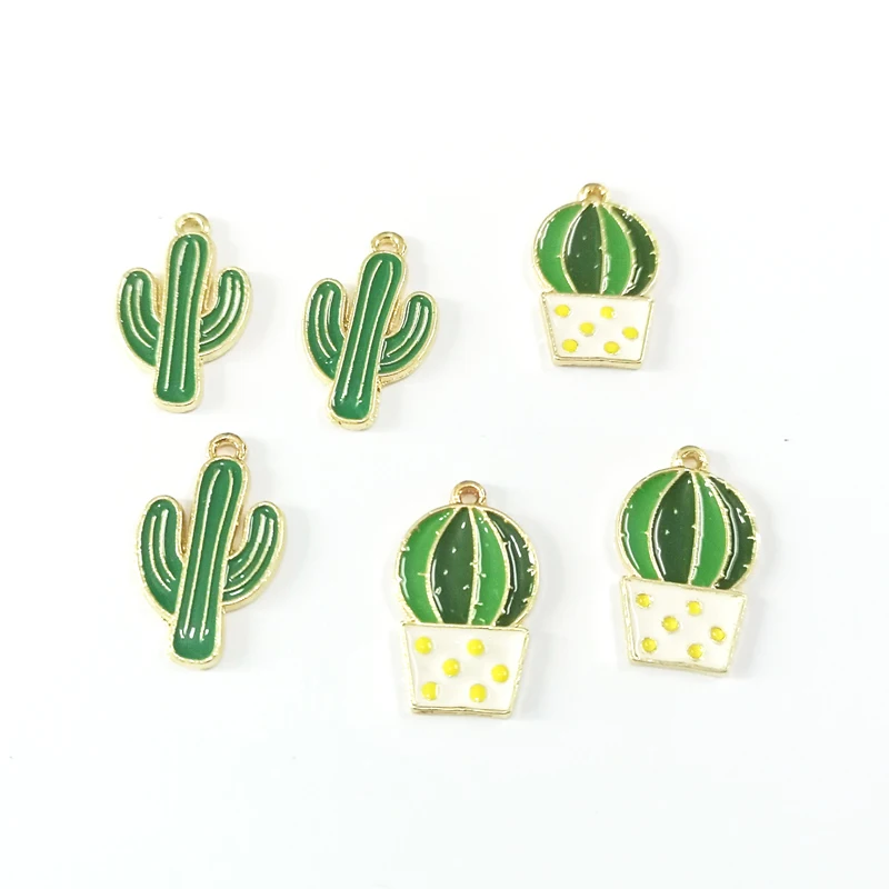 Новые 30 шт./пакет полностью покрытый эмалью небольшой сплав эмаль кактус