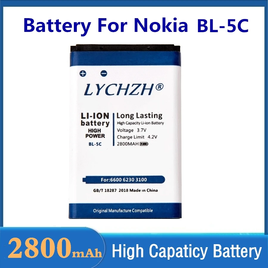 Высокая Ёмкость BL5C BL-5C BL 5C Батарея для Nokia 1100 1110 1200 1208 1280 1600 2600 2700 3100 3110 5130 6230 6230i n70 2800