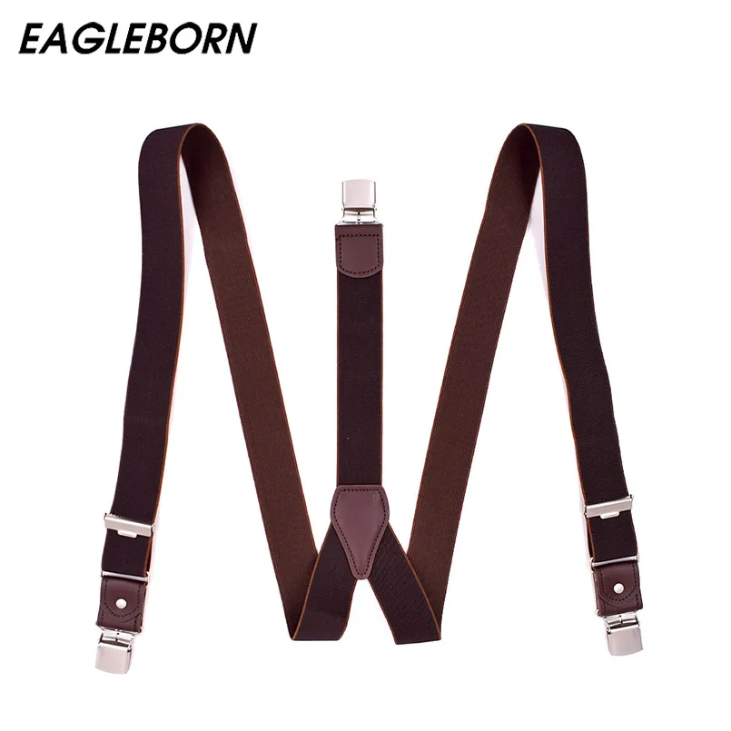 Новые модные мужские подтяжки повседневные кожаные регулируемые 3 зажима ремень