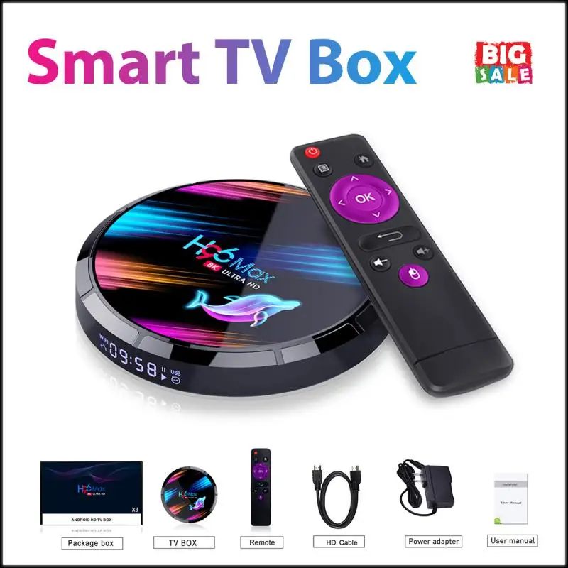 

H96 MAX X3 Smart TV Box Android9.0 2.4G/5G Wifi Dual Frequency Network Media Set Top Box BT4.0 S905X3 Processor Support 8K@24fps