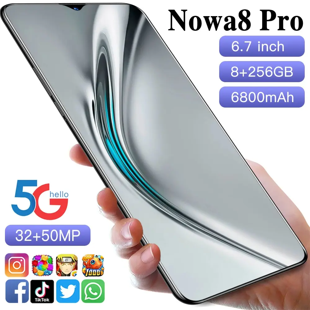 

Nowa 8 Pro Android Smart Phone 8+256gb 6.7 Inch Sim Double Micro Sd Face Fingerprint Unlock 32 50mp 6800mah Mobile Phone