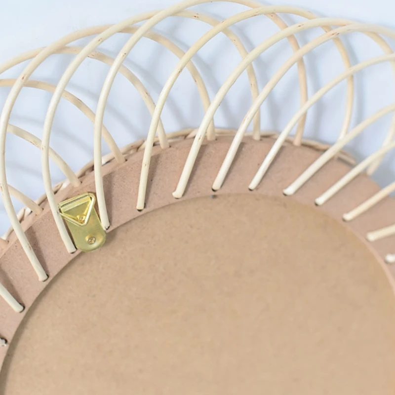 

Hollow Flower Border Rattan Woven Wall Mirror Innovative Art Decoration Home