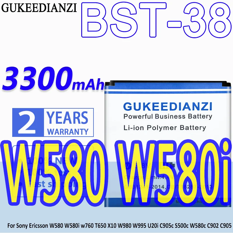 Аккумулятор BST-38 3300 мА · ч для Sony Ericsson W580 W580i w760 T650 X10 W980 W995 U20i C905c S500c W580c C902 C905 BST 38 |