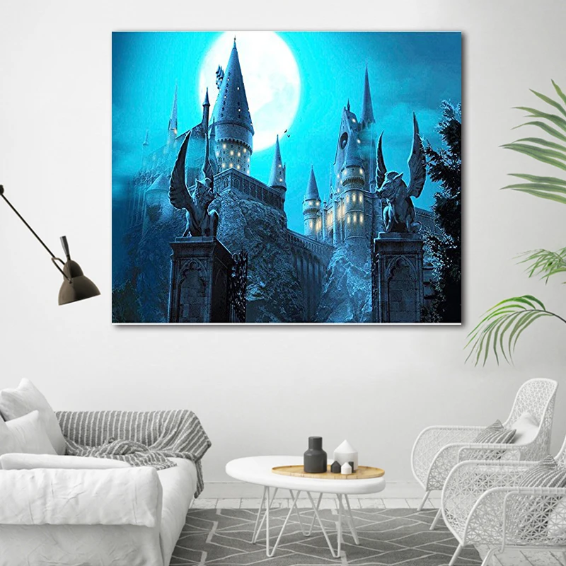 DIY Цифровая живопись лунный верблюд планета дом с привидениями пейзаж украшение