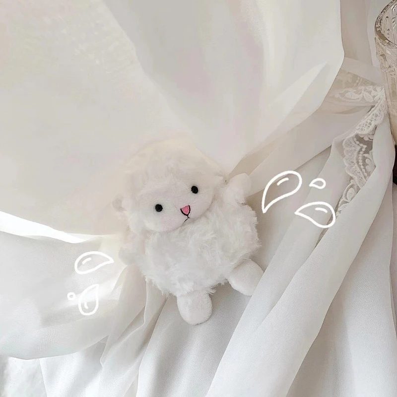 

Plush Sheep AirPod Cases Earphone 1 2 Protective Case with Keychain/Headphones Organizer/Wrist Straps Lanyard
