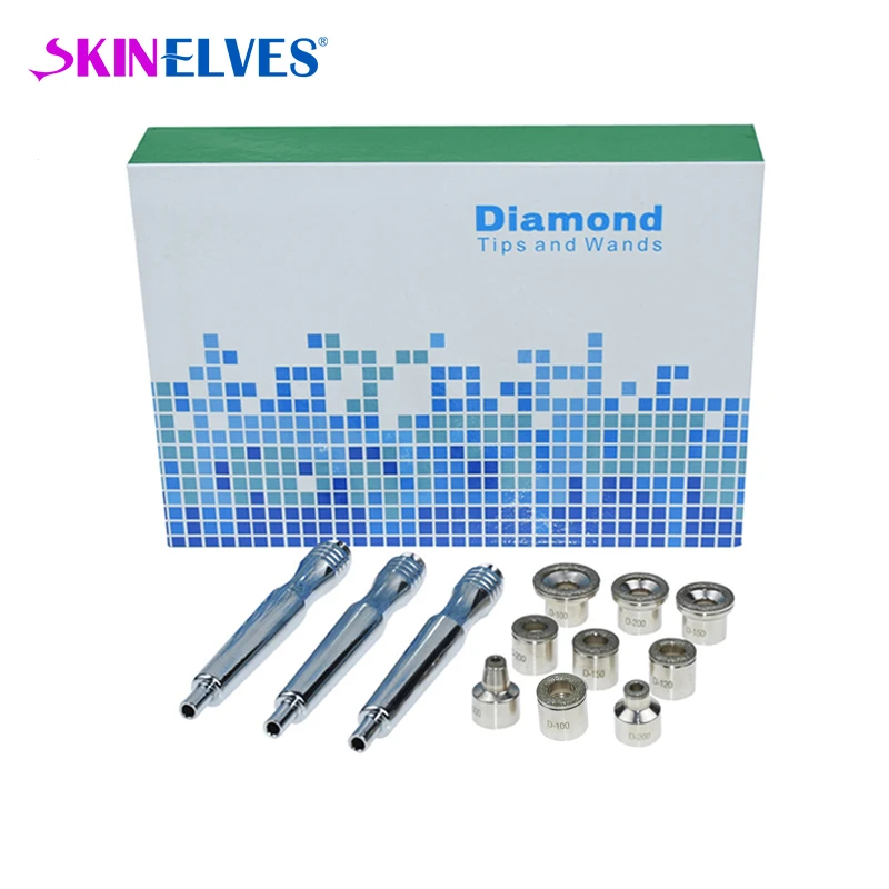 Puntas de microdermoabrasión de diamante, 9 puntas, 3 varitas, filtro de algodón para la piel, cuidado de la belleza Facial, herramienta de microdermoabrasión