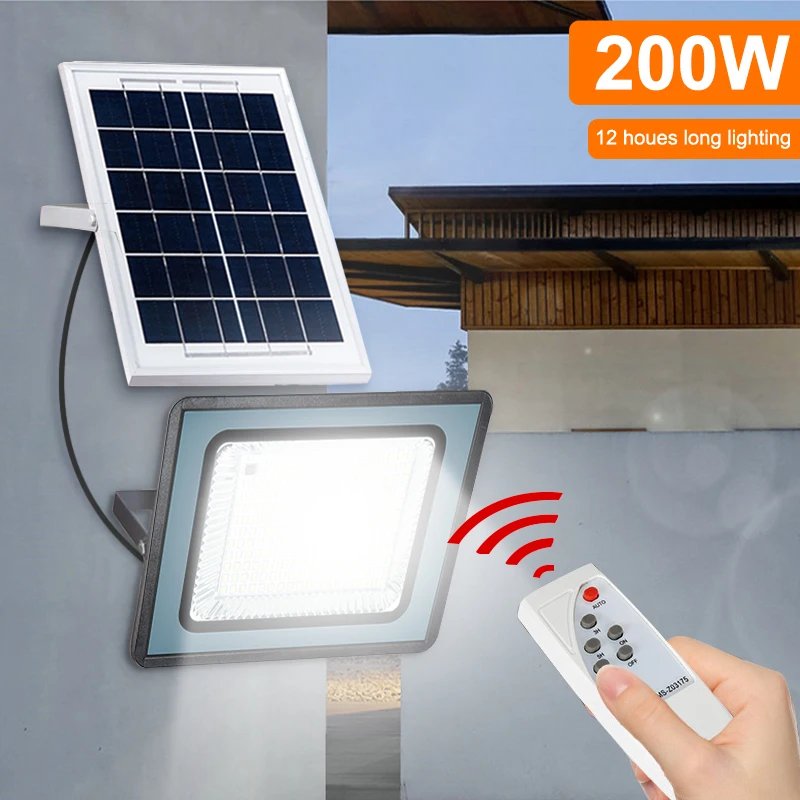 

200W Floodlight Solar Waterproof Spotlight Outdoor Flood Light Outdoor Lighting for Garden Street Wall Floodlight Panel