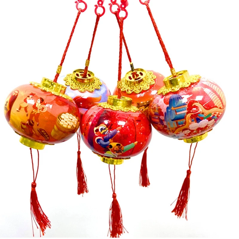 

Новогодние светодиодные светящиеся Детские маленькие фонари в китайском стиле, портативные светящиеся фонари для украшения весеннего фес...