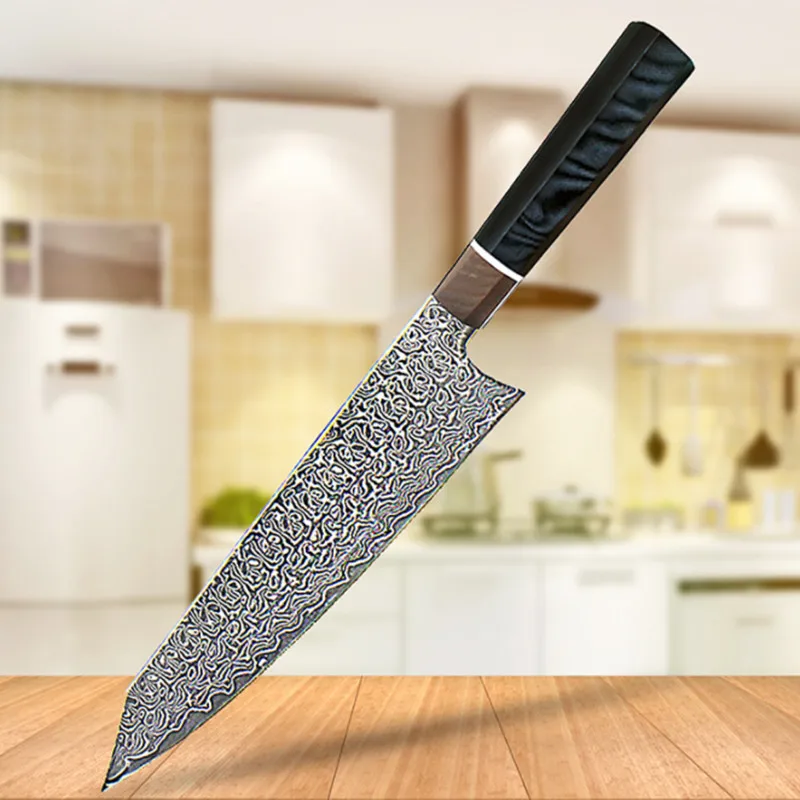 8 дюймовый нож Bunka VG10 японский Дамасская сталь кухонный шеф повара Santoku для