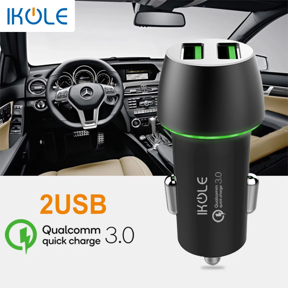 Айкол 36 Вт Dual USB быстрое зарядное устройство QC 3 0 Автомобильное для iPhone Samsung