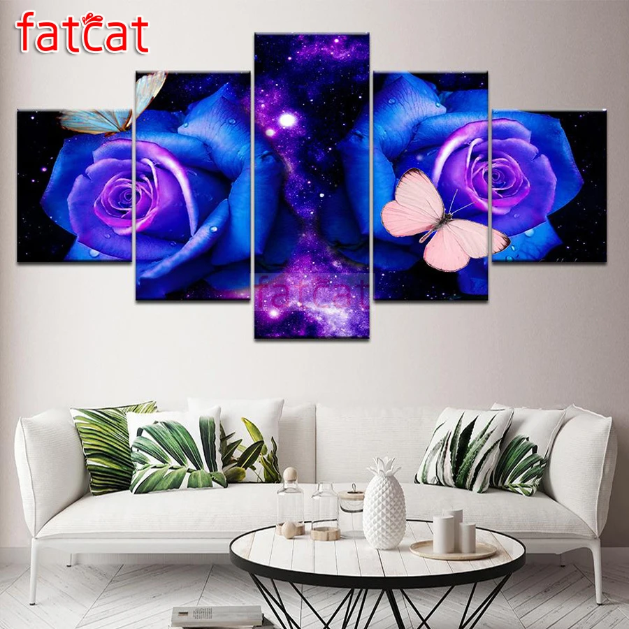 

FATCAT Blue Rose Flowers 5 Piece Diy Diamond Painting Full Square Round Drill Diamond Embroidery Sale Art Home Decor AE1379