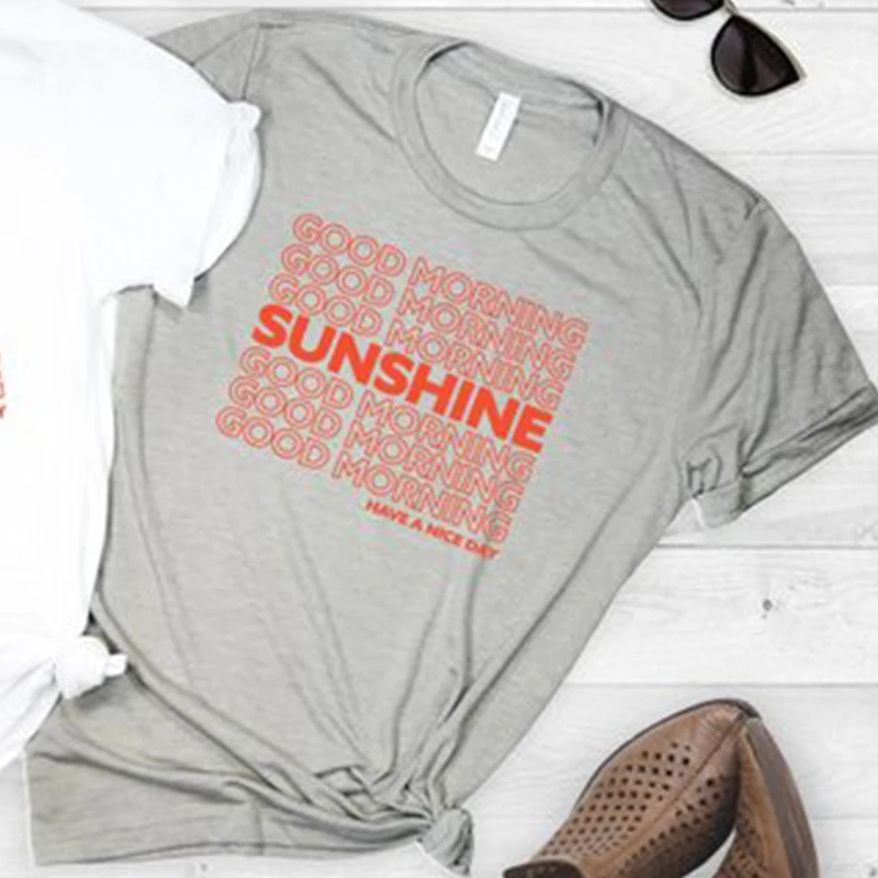 Доброе утро солнце Футболка женская вдохновляющие футболка тренировки