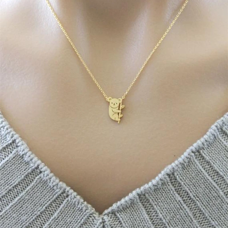 Австралия ожерелье коала для женщин ошейник Mujer золотая цепочка из нержавеющей