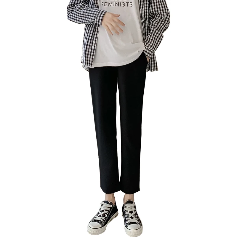 

8160# Spring Summer Thin Maternity Straight Pants OL Work Belly Pants Clothes for Pregnant Women Pregnancy Casual Trousers
