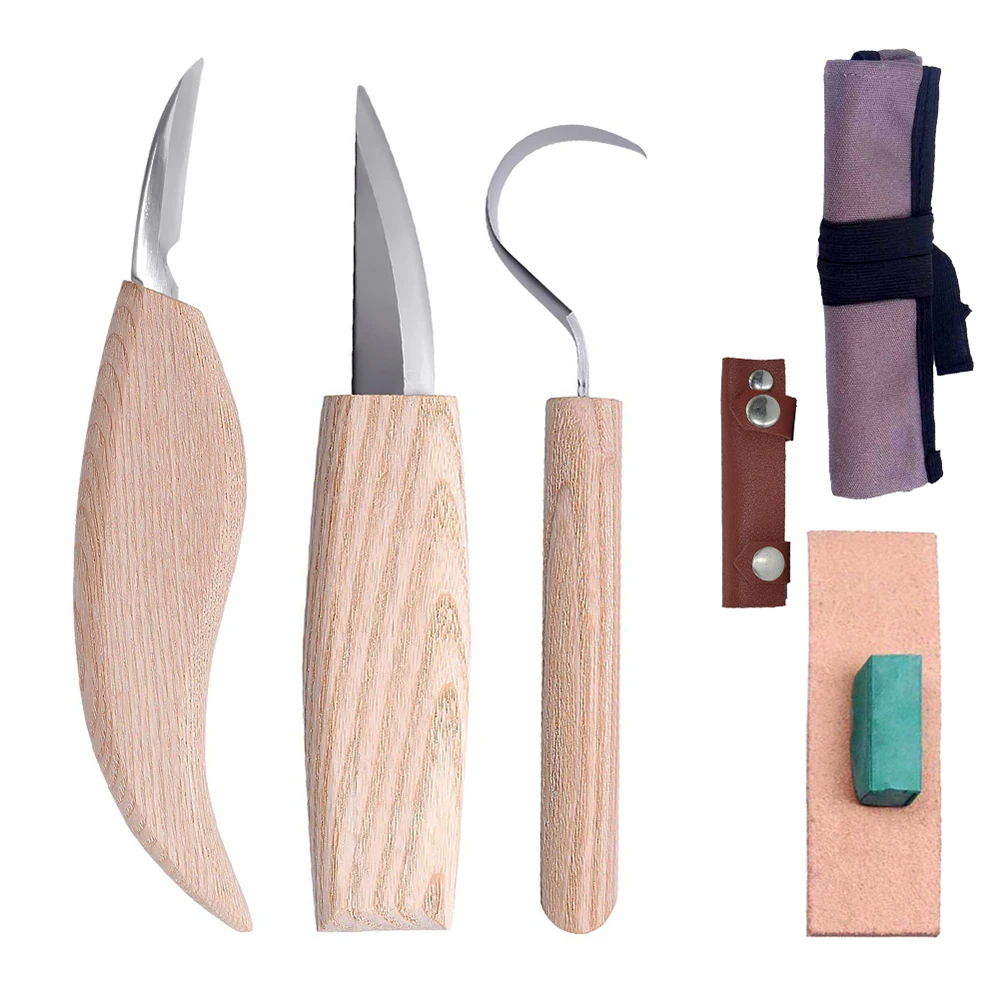 5Pcs DIY Spoon Carving Woodcut Tools Wood Knife Woodworking Cutter Hand Set Peeling Woodcarving Sculptural | Инструменты
