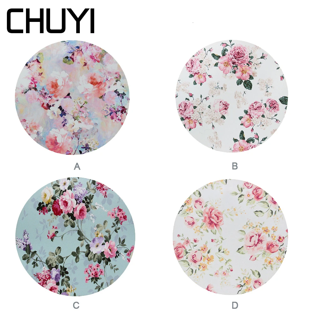 Небольшой Размеры круглый Мышь Pad милый розовый цветок коврик с принтом