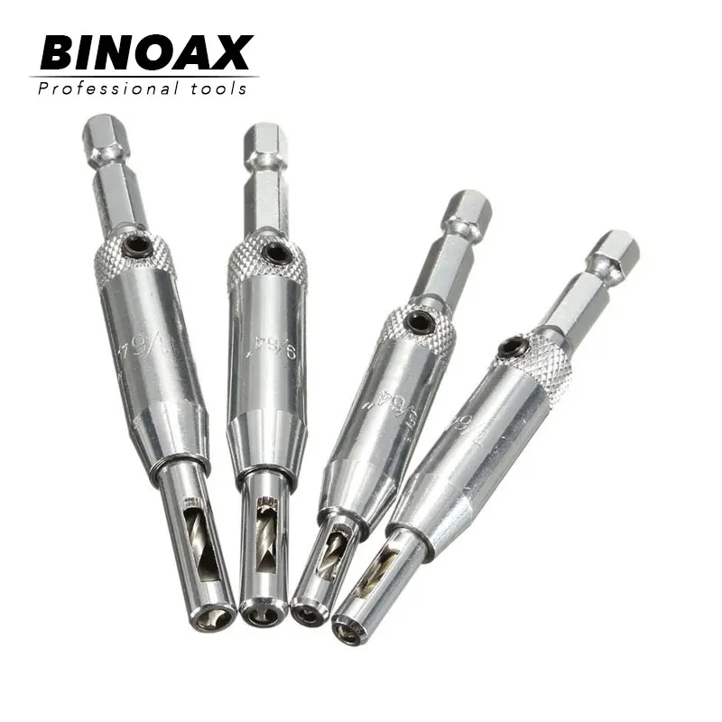 BINOAX 4 шт. Самоцентрирующийся петля Аппаратные средства набор сверл 5/64 7/64 9/64 11/64 HSS Дерево инструмент кольцевая пила шкаф набор инструментов# ND01005