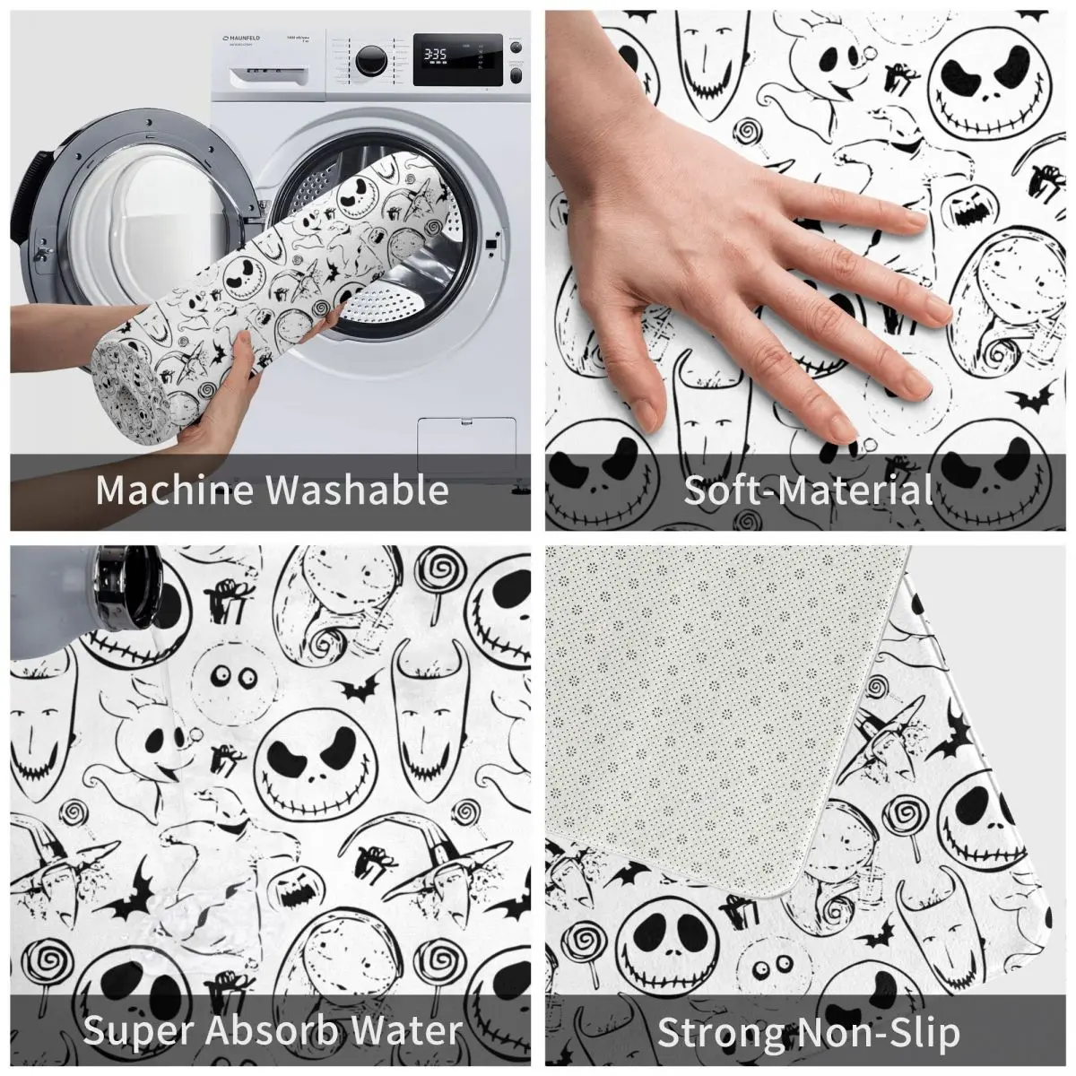 Коврик Кошмар перед Рождеством полиэстеровый ковер с узором нескользящий