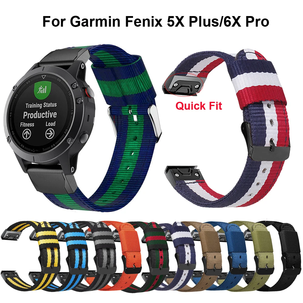 Нейлоновый Плетеный ремешок на запястье для Garmin Fenix 6X 6x pro/5x 5x plus/3 3hr легкий