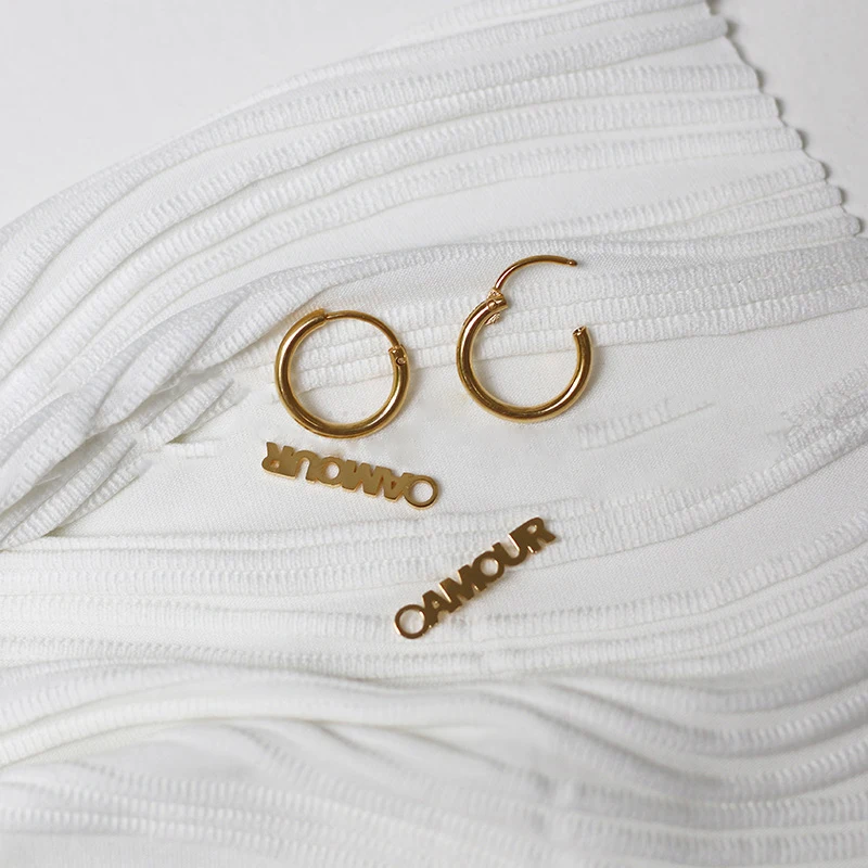 UZone 1 пара серьги-кольца из нержавеющей стали с индивидуальным именем Съемная