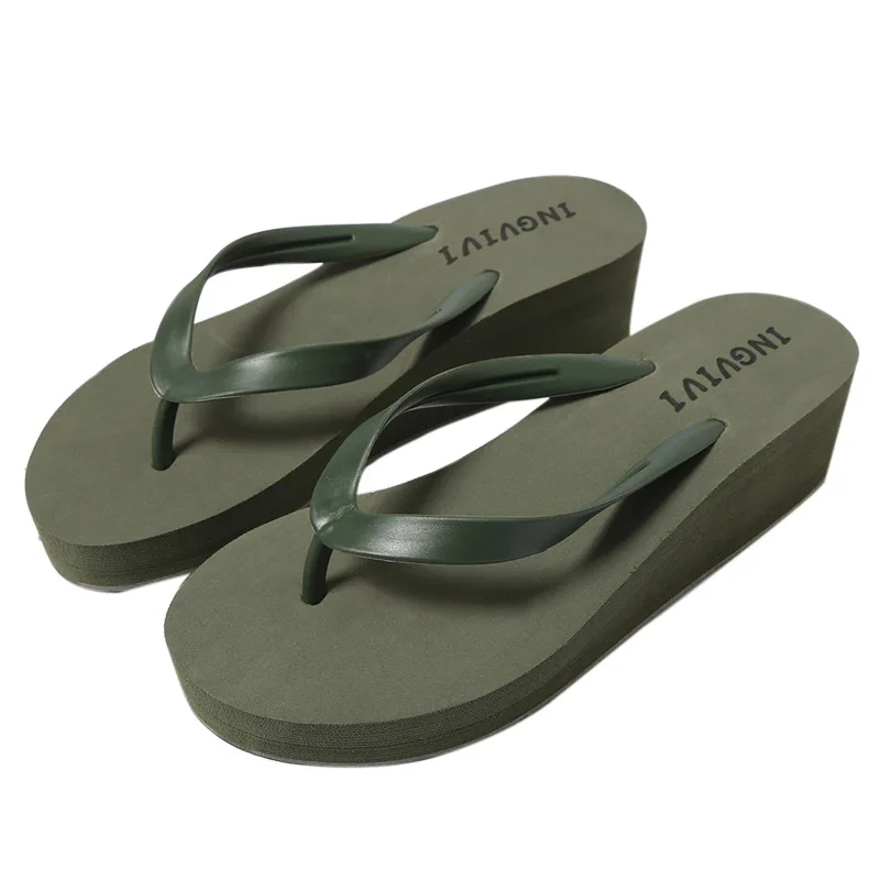 Shoes Woman 2021 Slippers Casual Med Candy Colors Rubber Flip Flops On A Wedge Shale Female Beach Platform Luxury Hawaiian