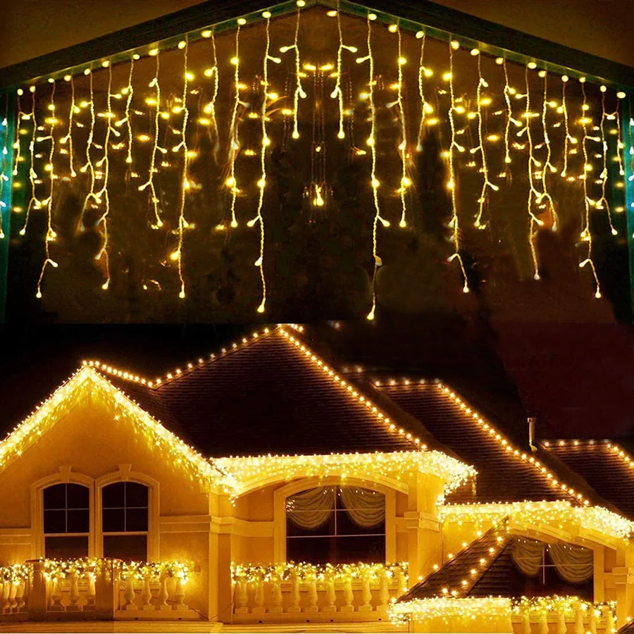 

Thrisdar 4M Curtain Icicle Lights 0.4-0.6M Drops LED Fairy String Lights with 8 Modes for Wedding Christmas Holiday Party Decor